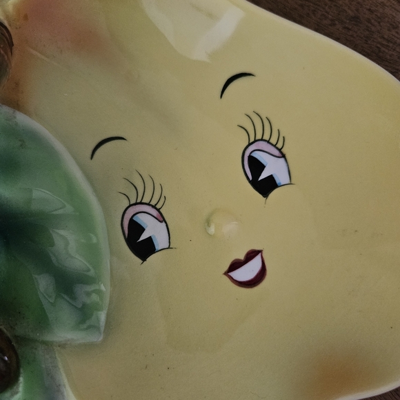 Anthropomorphic Pear Faced Branch Handle Divided Dish Tray PY Japan Vintage - Picture 3 of 8